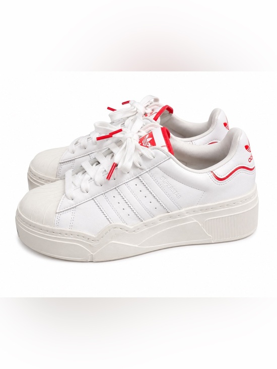 adidas Shoes - Adidas Superstar Bold White and Red Women’s Platform Sneakers. Size: 7